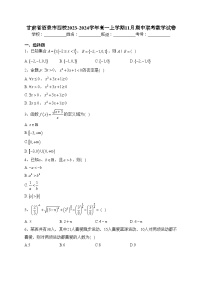 甘肃省酒泉市四校2023-2024学年高一上学期11月期中联考数学试卷(含答案)
