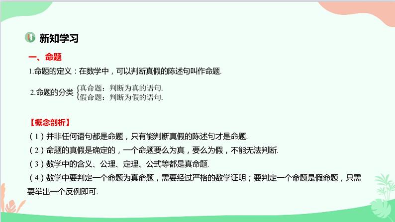 苏教版（2019）必修第一册2.1　命题、定理、定义课件03