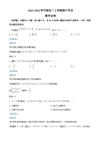 安徽省淮北市树人高级中学2023-2024学年高二上学期期中数学试题（Word版附解析）