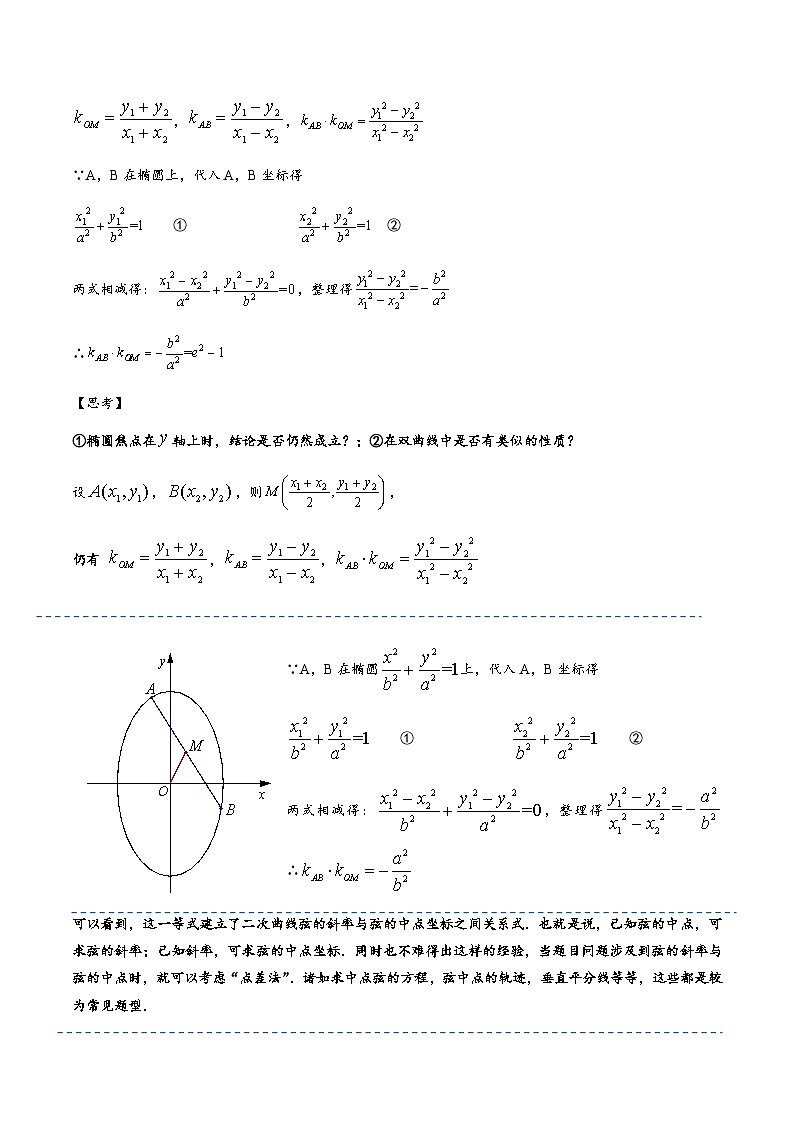 专题2-1  弦中点与第三定义（点差法）-【重难点突破】备考2024届高考数学-模型·方法·技巧专题（新高考专用）02