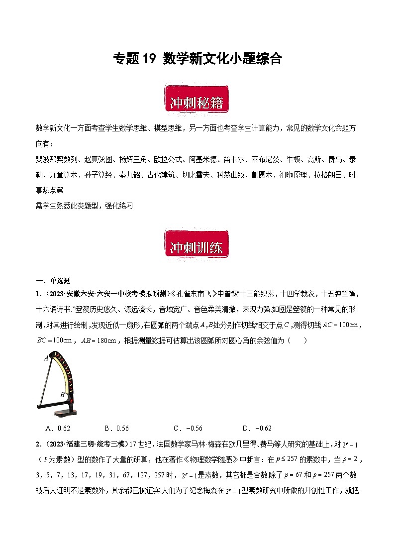 专题19 数学新文化小题综合（原卷版）第1页