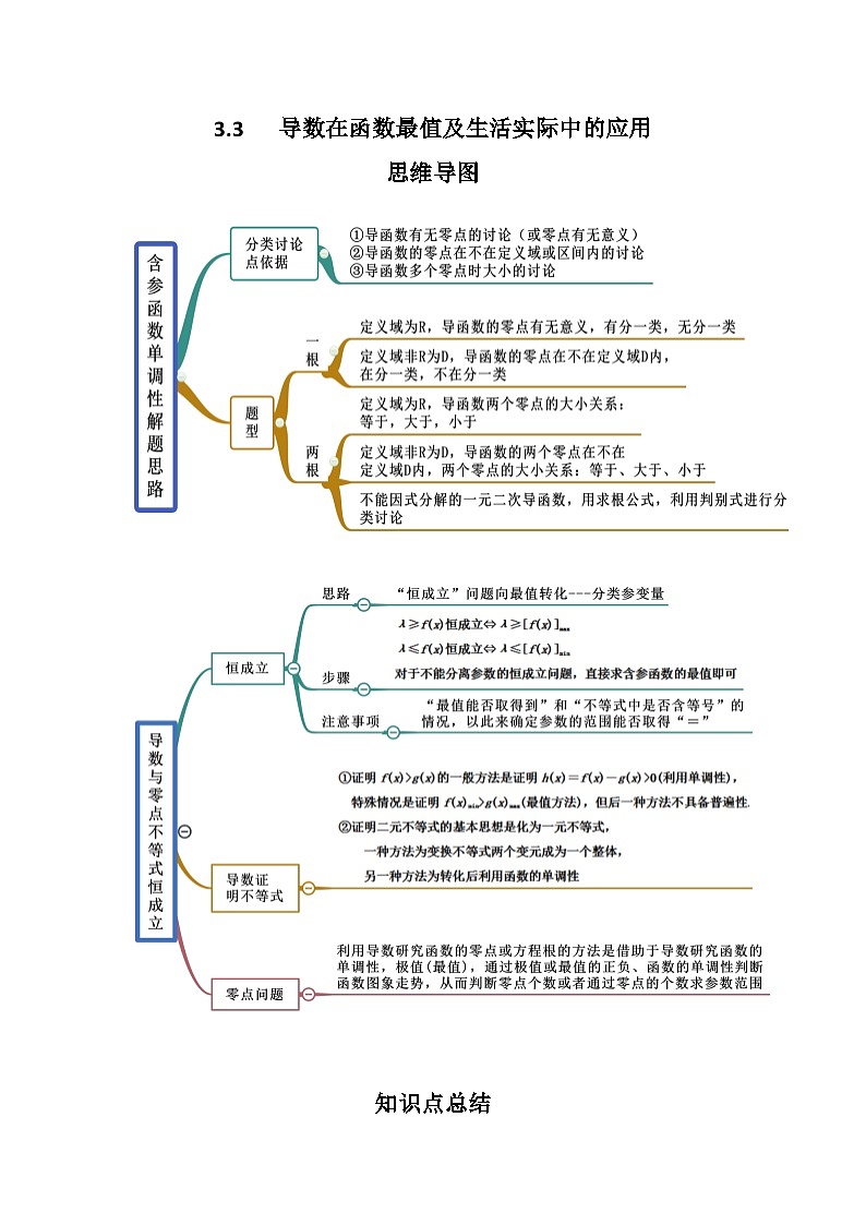 专题3.3 导数在函数最值及生活实际中的应用（原卷版）第1页