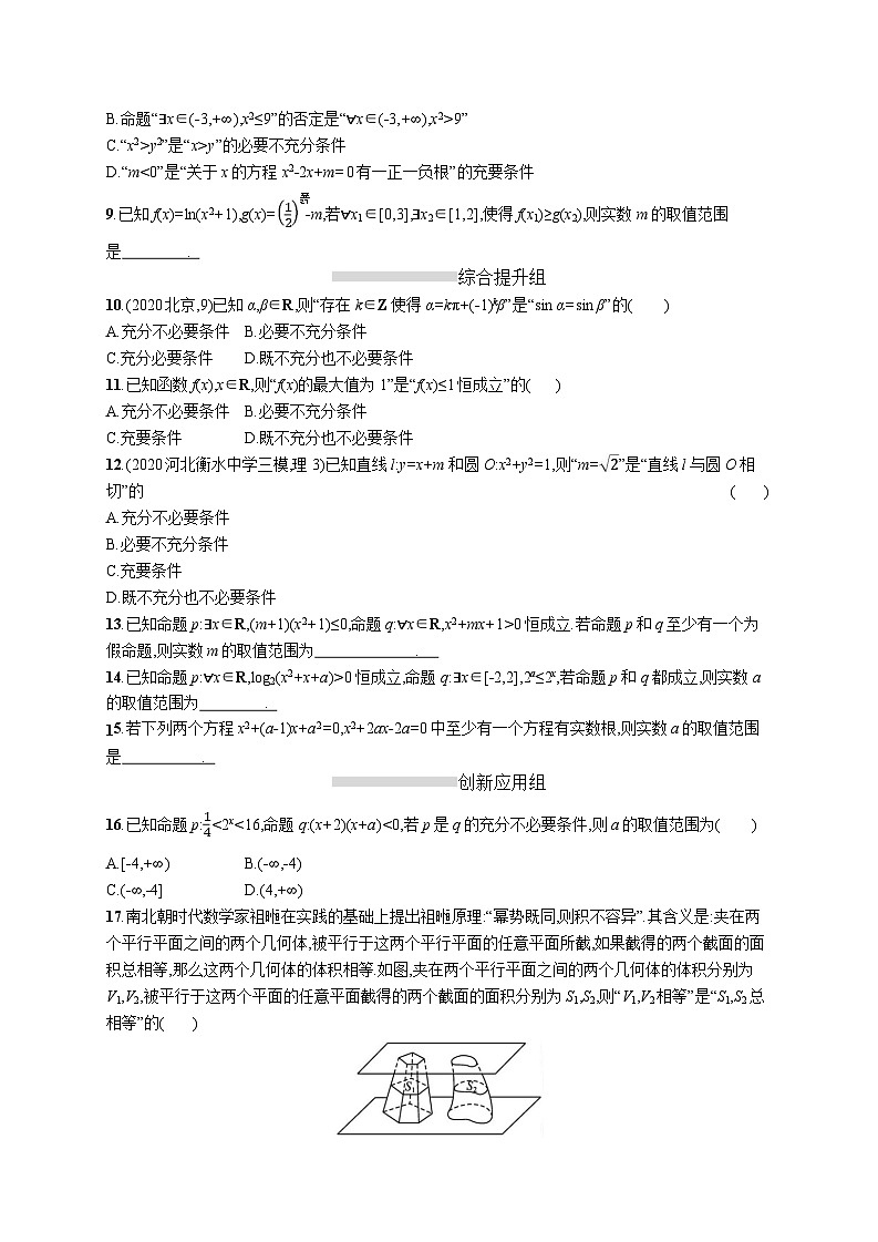 高中考试数学特训练习含答案——常用逻辑用语第2页