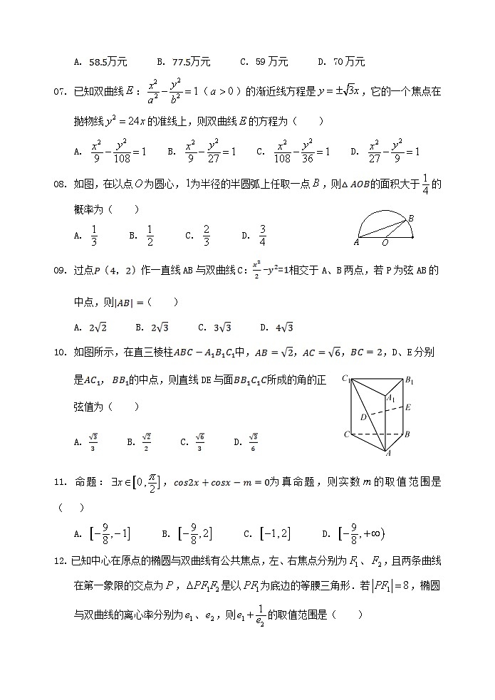 安徽省合肥市重点中学2019-2020学年高二上学期期末考试 数学（理）试题02