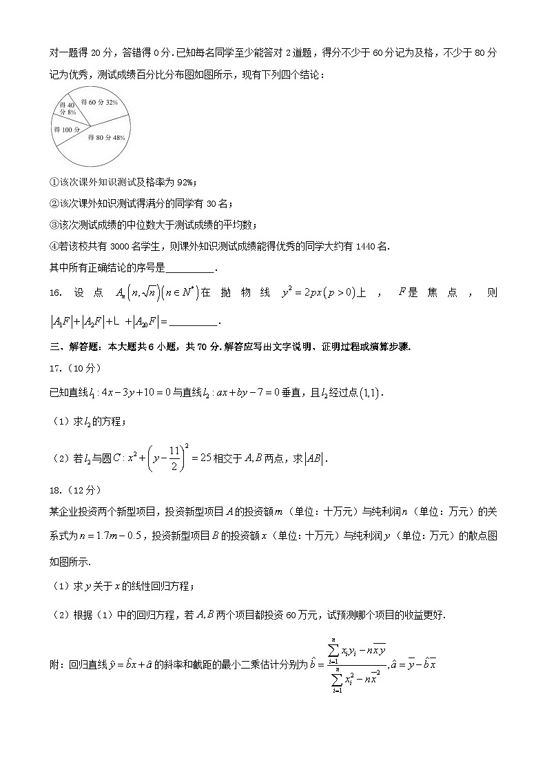安徽省皖西南联盟2020-2021学年高二上学期期末考试 文科数学试题03