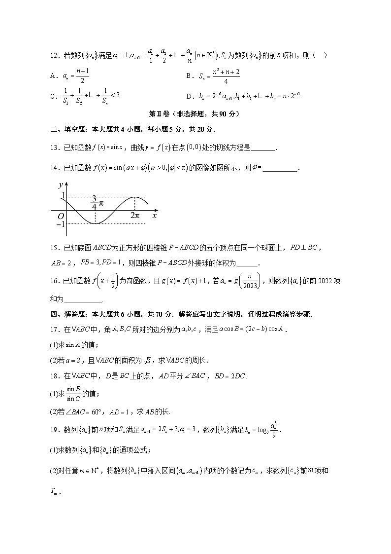 2023-2024学年山东省青岛市高三上学期期中数学模拟试题（含解析）03