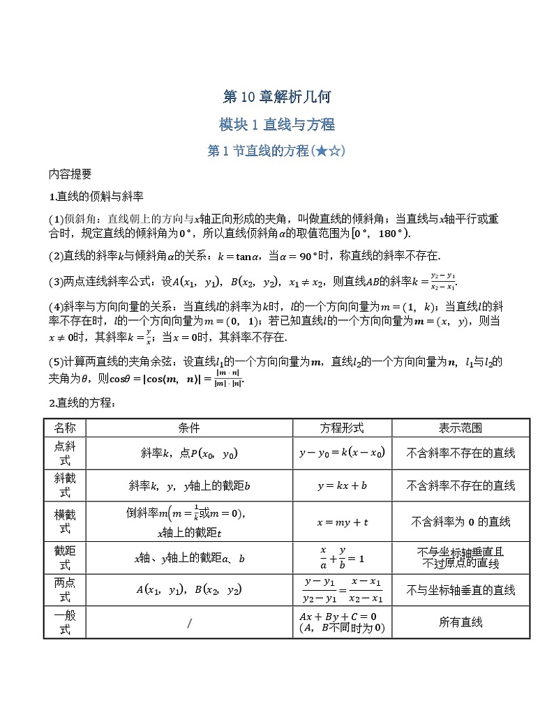 【正文·精校版】第10章 解析几何章第1页