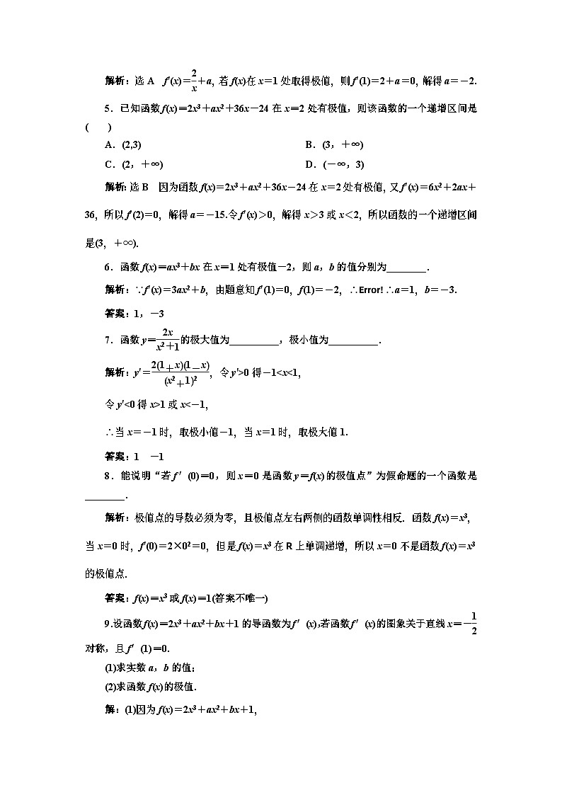 人教A版（2019）选修二 第五章一元函数的导数及其应用 5.3.2  函数的极值与最大（小）值  第一课时  函数的极值-课件+课时跟踪检测（含详细解析）02