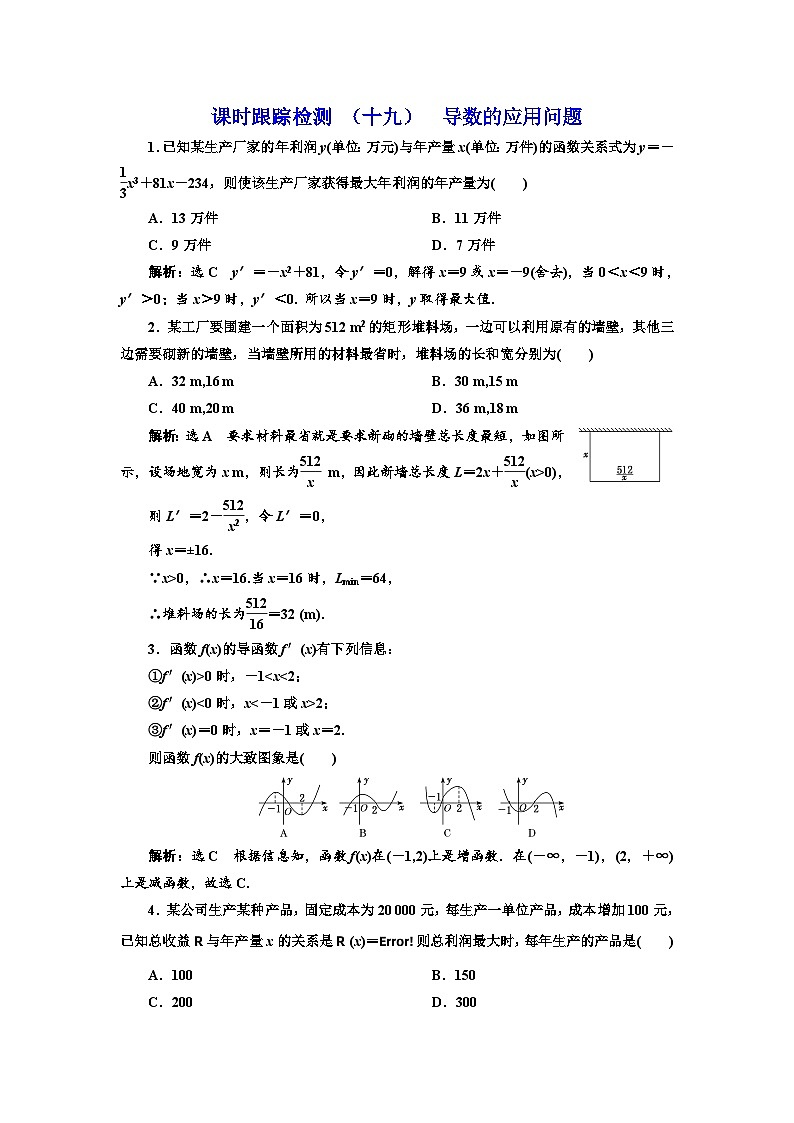 人教A版（2019）选修二 第五章一元函数的导数及其应用 5.3.2  函数的极值与最大（小）值  第三课时  导数的应用问题课件+课时跟踪检测（含详细解析）01