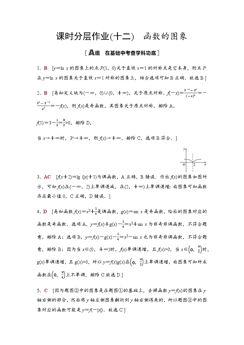 高考数学一轮复习课时分层作业12函数的图象含答案01