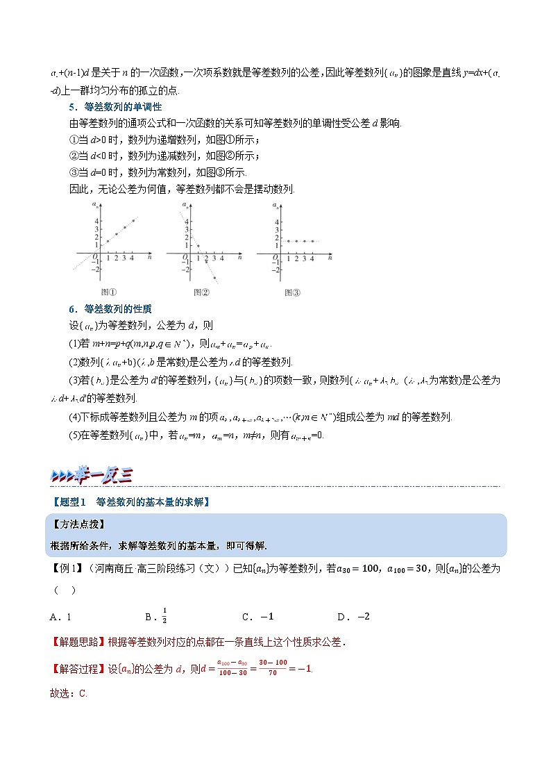 人教A版（2019）选修二 第四章数列 专题4.2 等差数列的概念 重难点题型归纳（讲义）+重难点题型突破-一课一测（同步测试）02