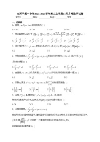 石河子第一中学2023-2024学年高二上学期11月月考数学试卷(含答案)