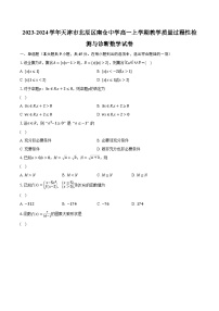 2023-2024学年天津市北辰区南仓中学高一上学期教学质量过程性检测与诊断数学试卷（含解析）