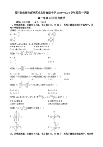 四川省成都市新津区实验高级中学2023-2024学年高一上学期12月月考数学试卷