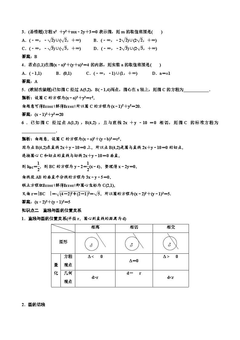 （小白高考）新高考数学(零基础)一轮复习教案8.3《圆的方程及综合问题》 (2份打包，原卷版+教师版)02