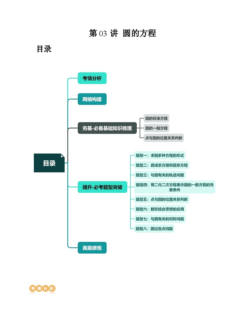 第03讲 圆的方程（八大题型）（讲义）（原卷版）第1页