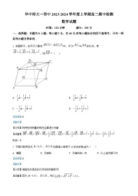 湖北省武汉市华中师范大学第一附属中学2023-2024学年高二上学期期中数学试题（Word版附解析）
