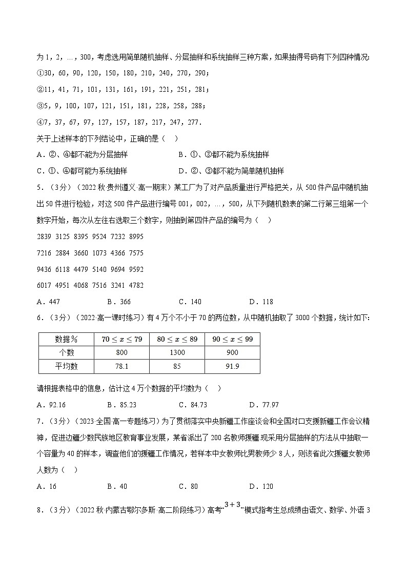人教A版高中数学(必修第二册)同步培优讲义专题9.2 随机抽样（重难点题型检测）（2份打包，原卷版+教师版）02