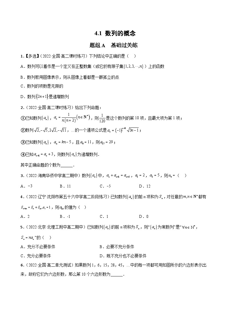 人教A版（2019）选修二 第四章数列 4.1 数列的概念 全题型归纳（讲义）+课后分层专练 （同步练习）01