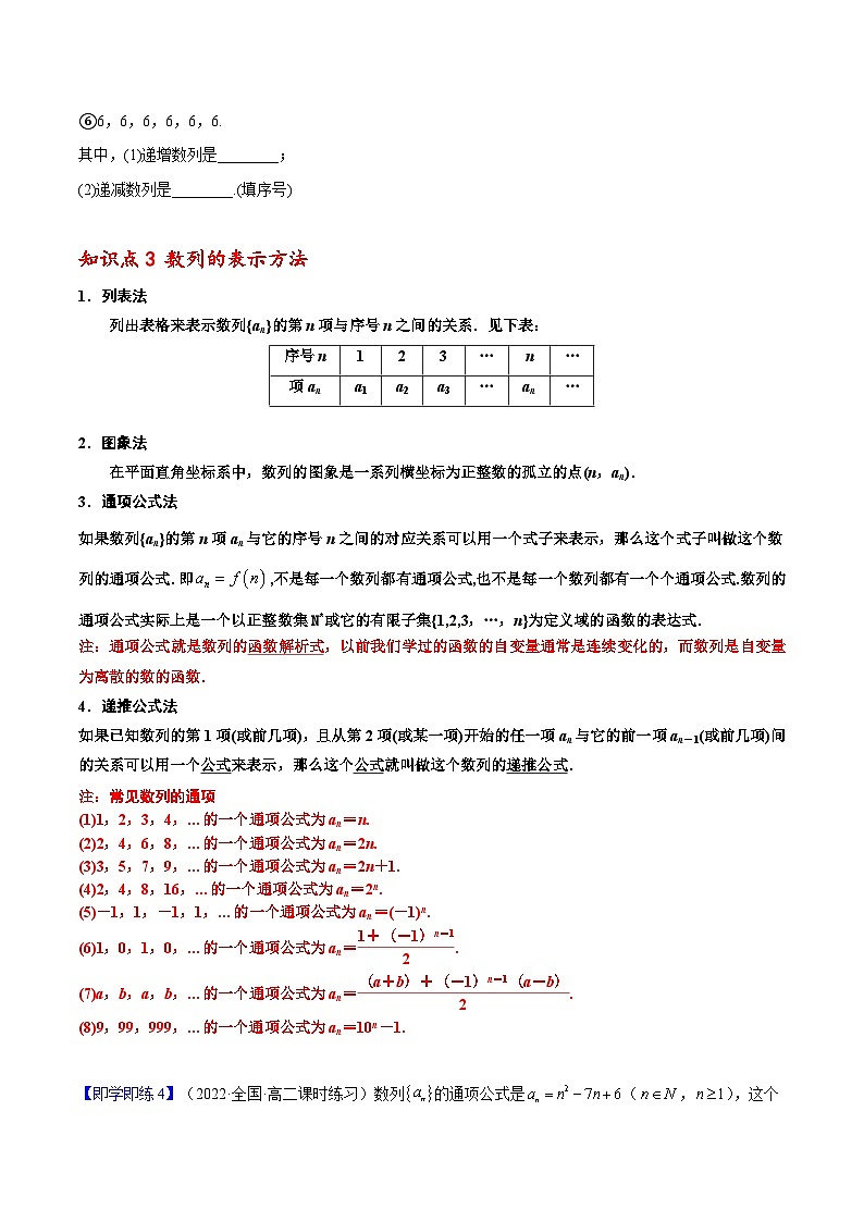 人教A版（2019）选修二 第四章数列 4.1 数列的概念 全题型归纳（讲义）+课后分层专练 （同步练习）03