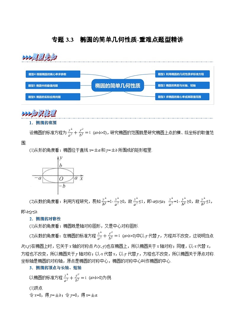 人教A版高中数学(选择性必修一)同步培优讲义专题3.3 椭圆的简单几何性质-重难点题型精讲（2份打包，原卷版+教师版）01