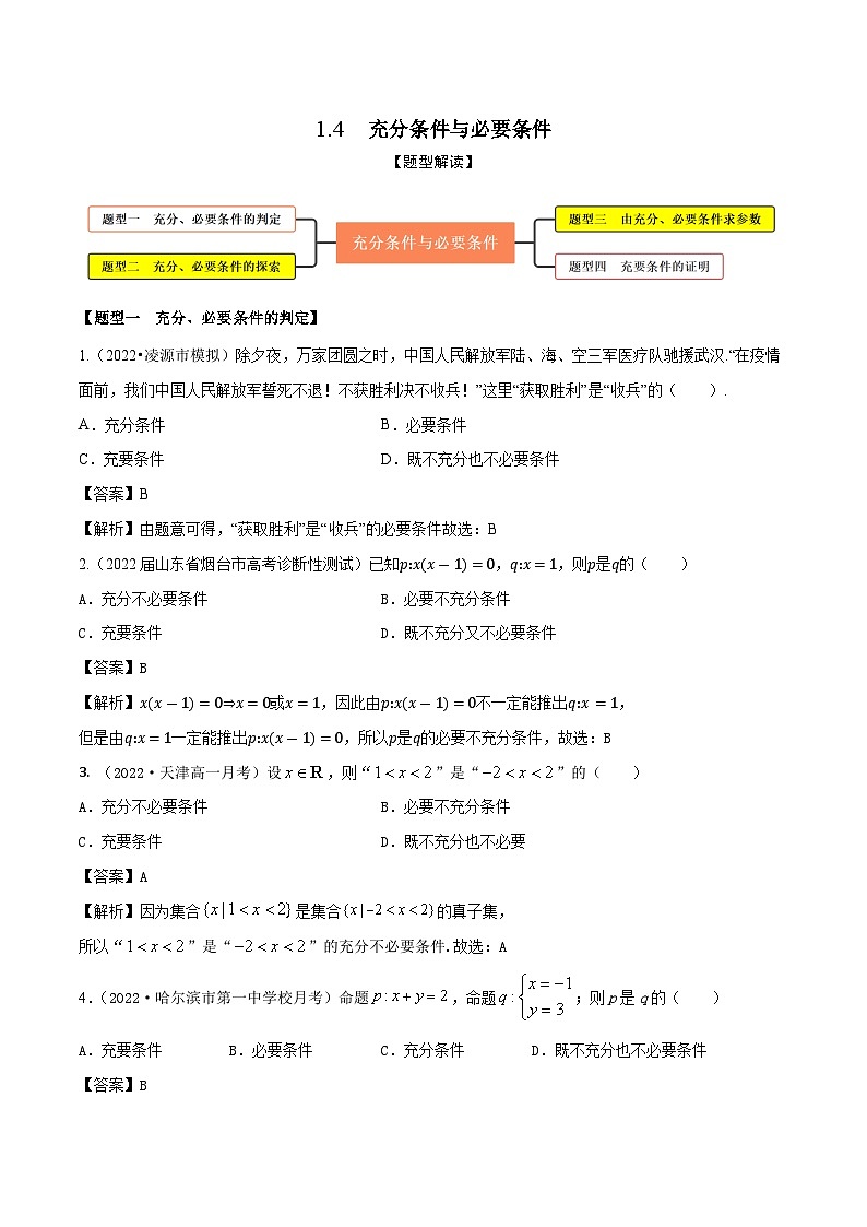1.4充分条件与必要条件（精练）（解析版）第1页