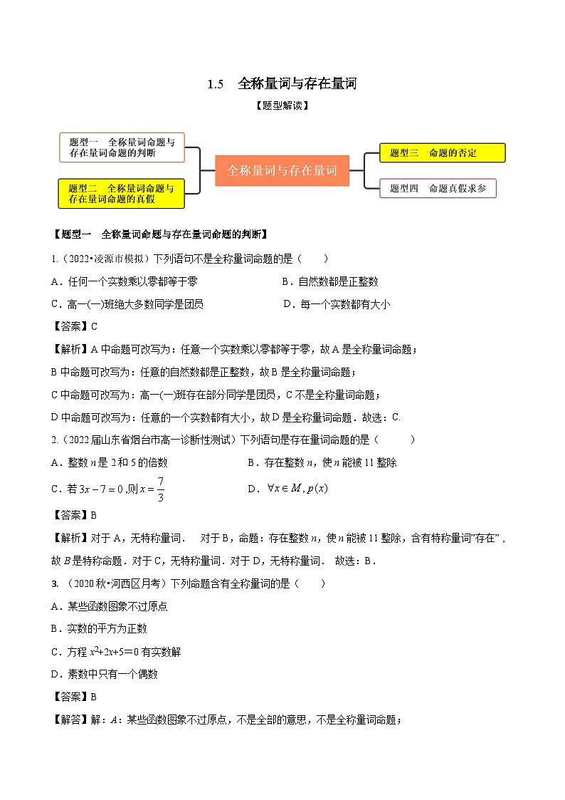 1.5全称量词与存在量词（精练）（解析版）第1页