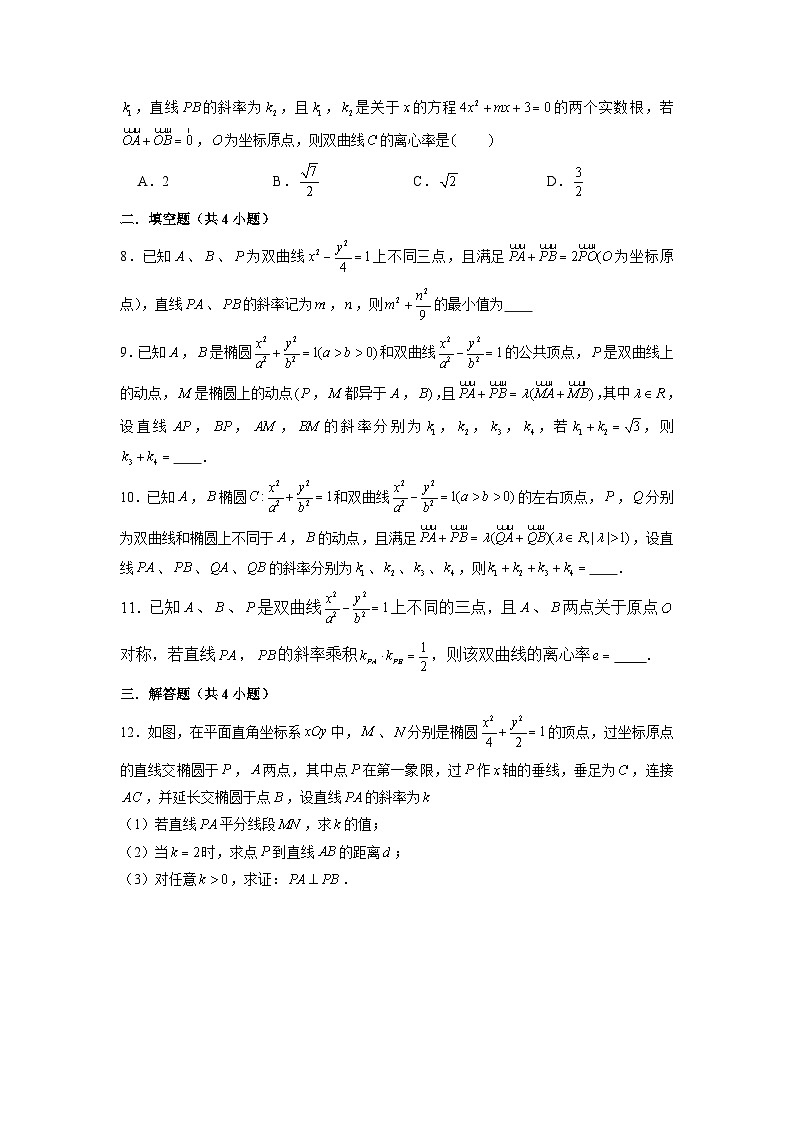 新高考数学二轮复习圆锥曲线专题突破提升练习第3讲 圆锥曲线第三定义（原卷版）第2页