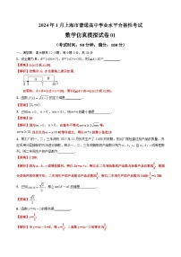 2024年1月上海市普通高中学业水平合格性考试数学仿真模拟卷01