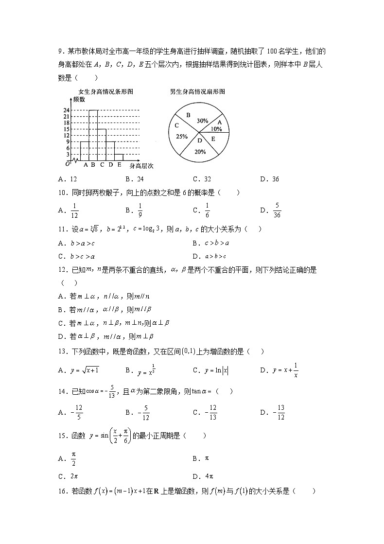 江苏省2024年普通高中学业水平合格性考试数学仿真模拟卷0102