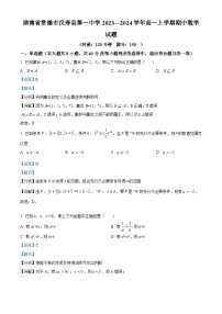 湖南省常德市汉寿县第一中学2023-2024学年高一上学期期中数学试题（Word版附解析）