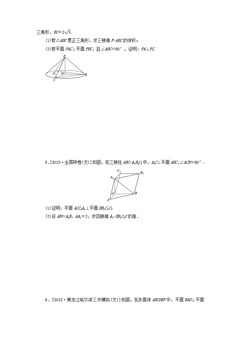 统考版2024届高考数学二轮专项分层特训卷二主观题专练5立体几何文（附解析）第3页