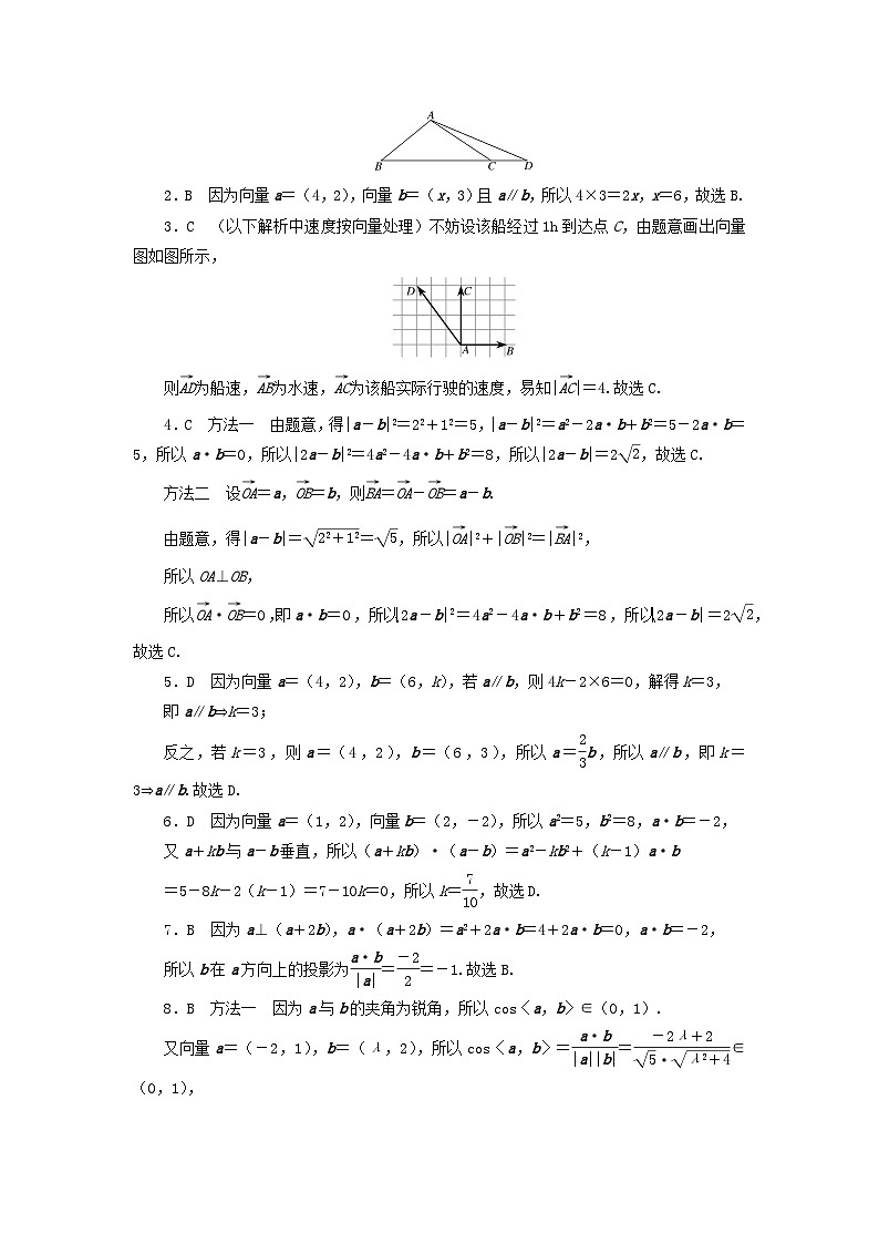 统考版2024届高考数学二轮专项分层特训卷四热点问题专练热点八平面向量文（附解析）第3页