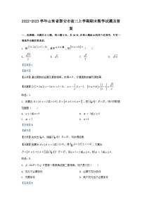2022-2023学年山东省泰安市高三上学期期末数学试题及答案