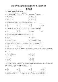 四川省内江市威远中学2023-2024学年高二上学期第二次月考（期中）数学试卷（Word版附答案）