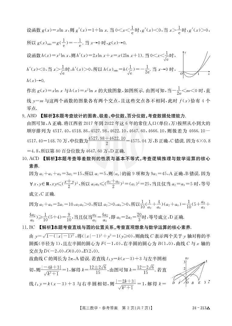 江西省“三新”协同教研共同体2023-2024学年高三上学期12月联考数学试卷参考答案第2页