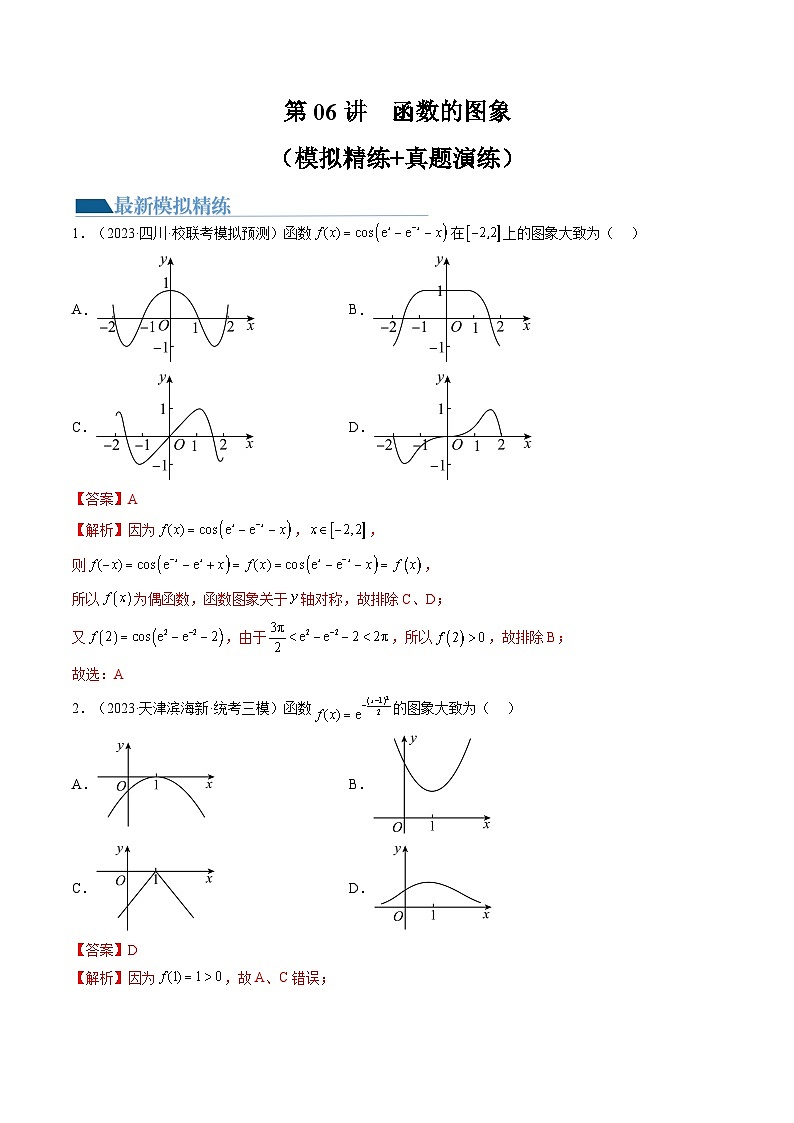 第06讲 函数的图象（练习）-备战2024年高考数学重难点题型突破（新高考新教材通用）01