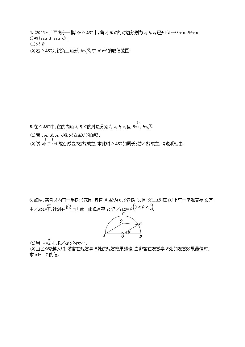 适用于新高考新教材广西专版2024届高考数学二轮总复习专题突破练10三角函数与解三角形解答题02