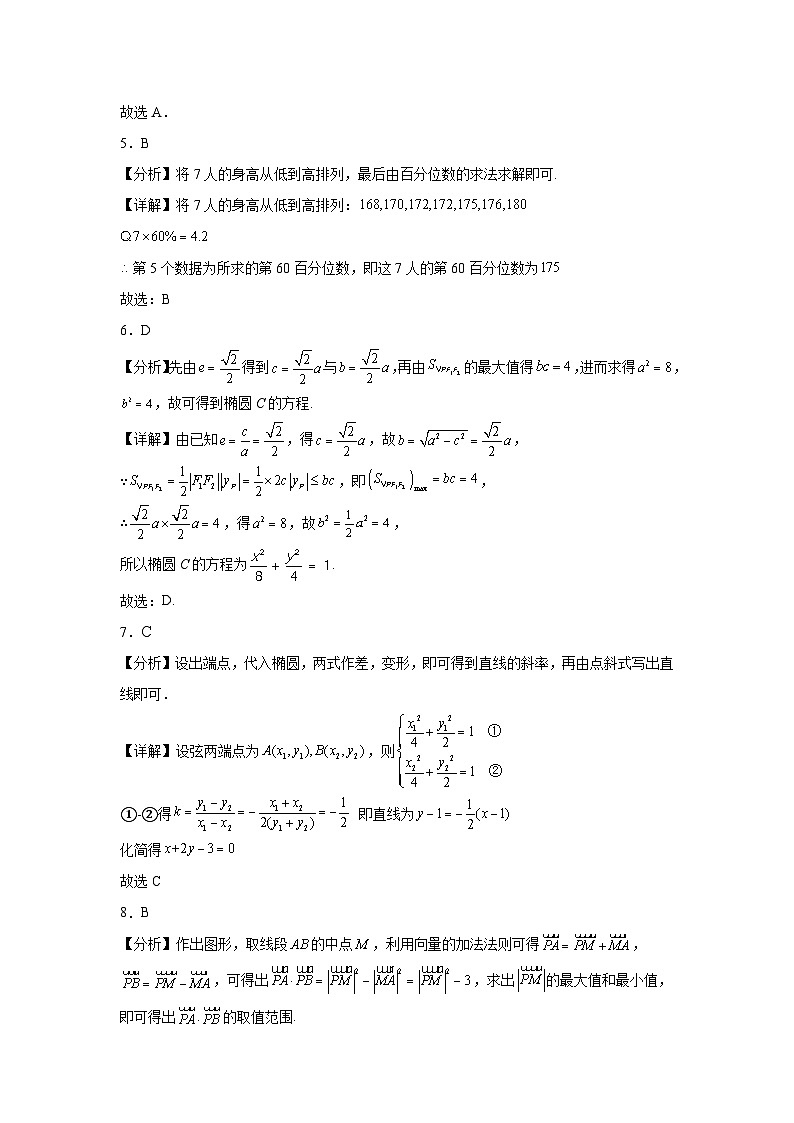 高二上期第二次月考数学参考答案第2页