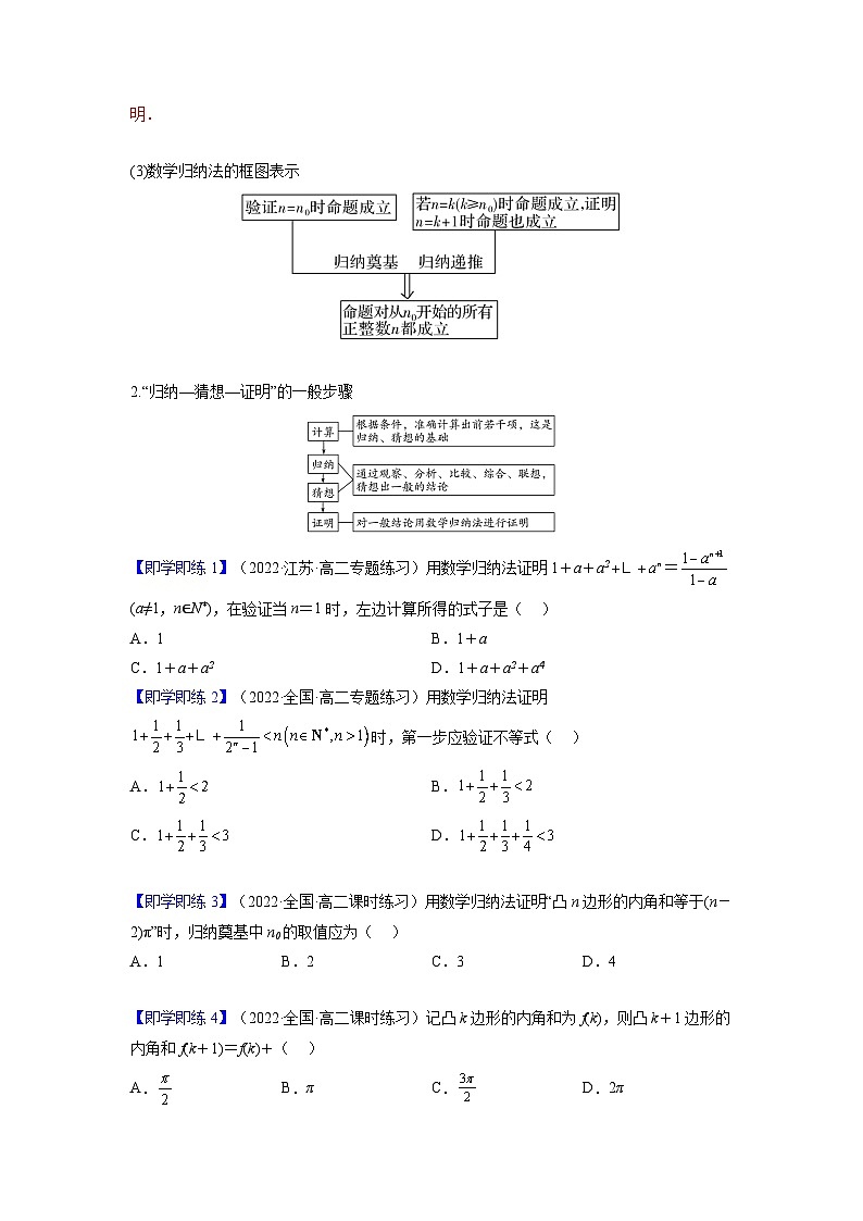 人教A版（2019）选修二 第四章数列 4.4 数学归纳法 全题型归纳（讲义）+课后分层专练 （同步练习）02