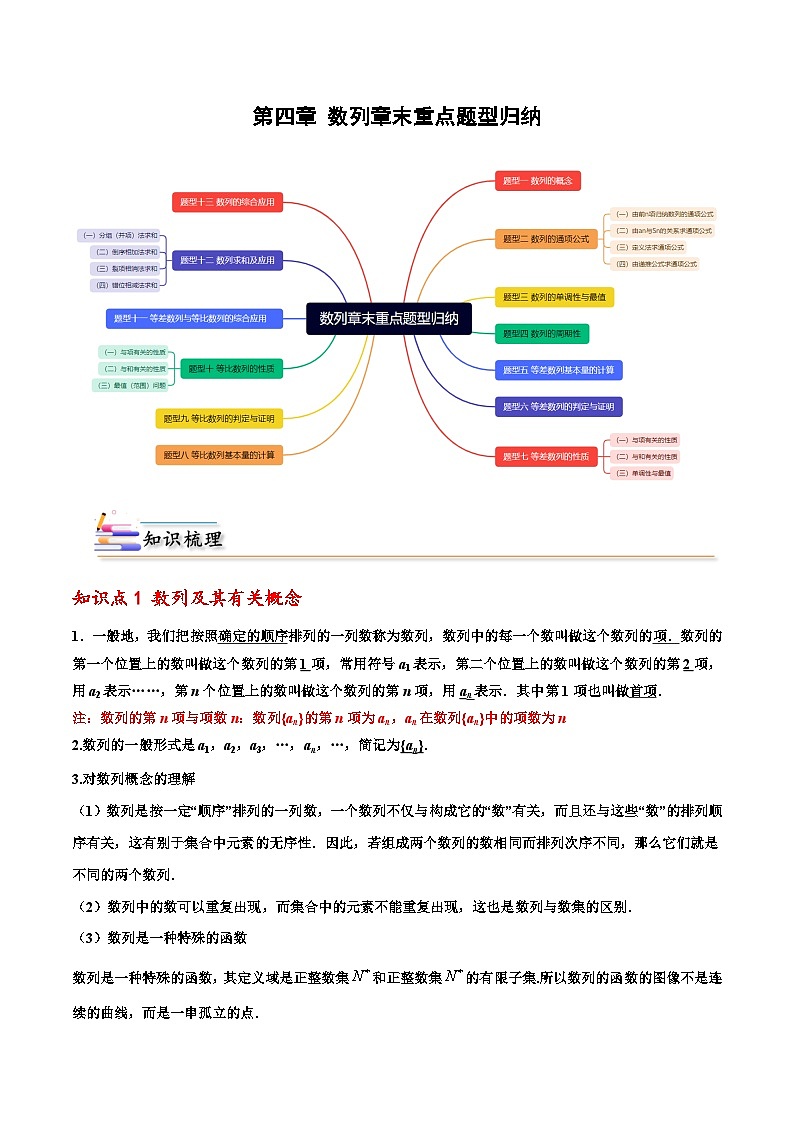 人教A版（2019）选修二 第四章数列 第四章 数列章末重点题型归纳01