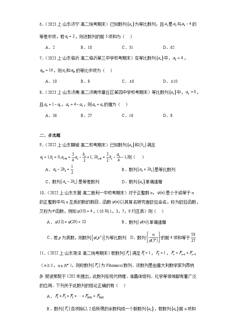02等比数列-山东省2023-2024学年高二上学期期末数学专题练习（人教A版）第2页