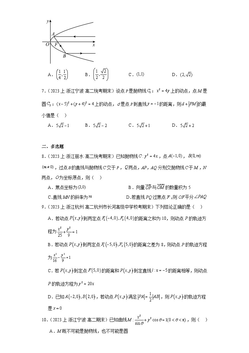 07圆锥曲线方程（抛物线）-浙江省2023-2024学年高二上学期数学期末复习专题练习（人教版）02