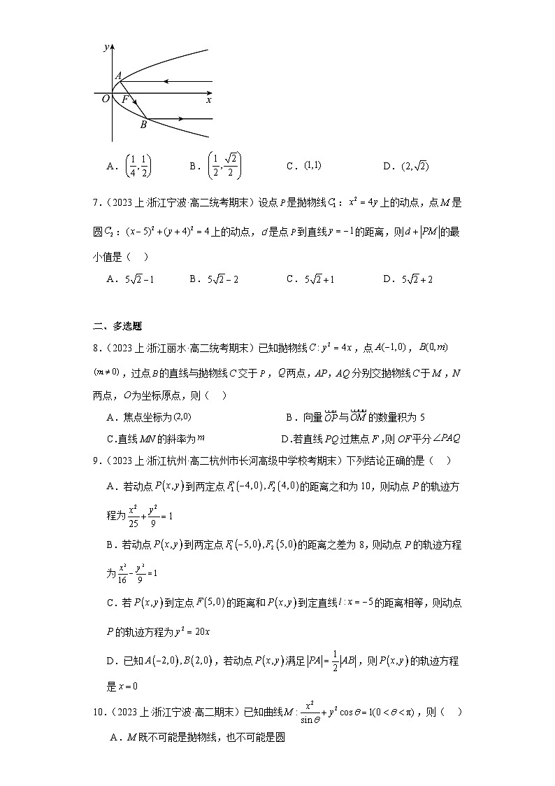 07圆锥曲线方程（抛物线）-浙江省2023-2024学年高二上学期数学期末复习专题练习（人教版）第2页