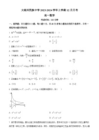 2024大理州民族中学高一上学期12月月考试题数学含解析