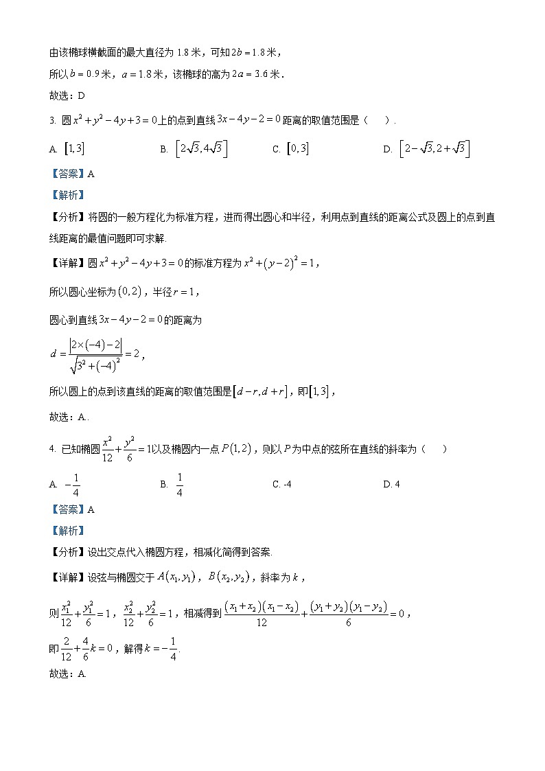 四川省眉山市仁寿第一中学南校区2023-2024学年高二上学期12月阶段性模拟测试数学试题（Word版附解析）第2页