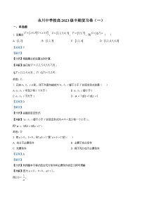 重庆市永川中学2023-2024学年高一上学期期中数学复习题（一）（Word版附解析）