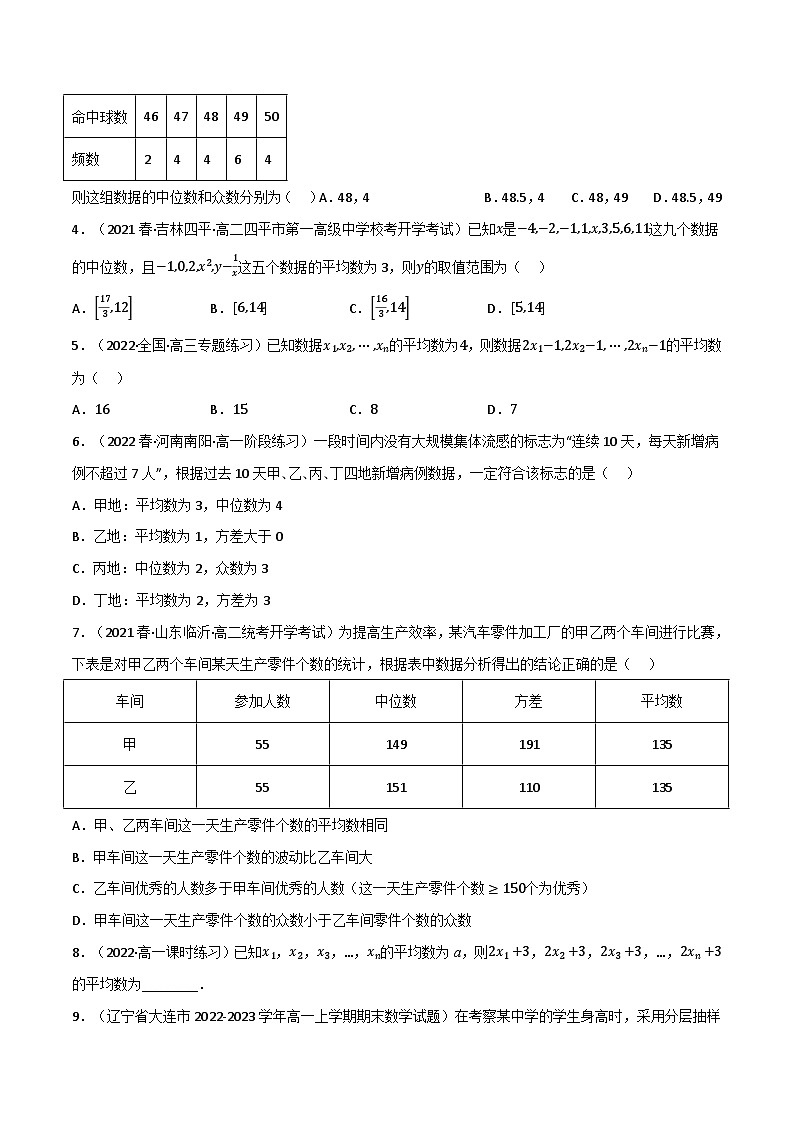 专题6.2 用样本估计总体数字特征（5类必考点）-2023-2024学年高一数学专题突破（北师大版必修第一册）02