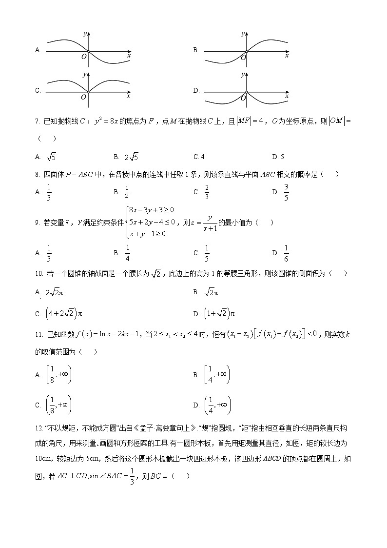 2024自治区拉萨高三上学期第一次模拟考试数学（文）含解析02