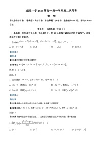 四川省内江市威远中学2023-2024学年高一上学期第二次月考数学试题（Word版附解析）
